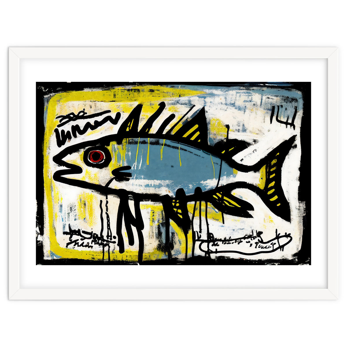 Blue Trout in Spray Painted Style Painting