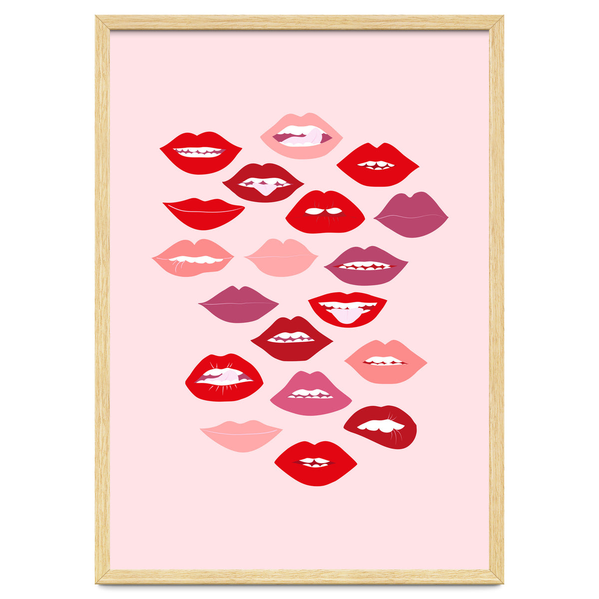 Lips Red with Pink Background