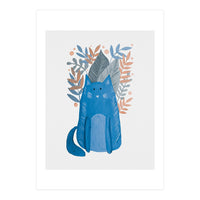 Cute blue cat and branches (Print Only)