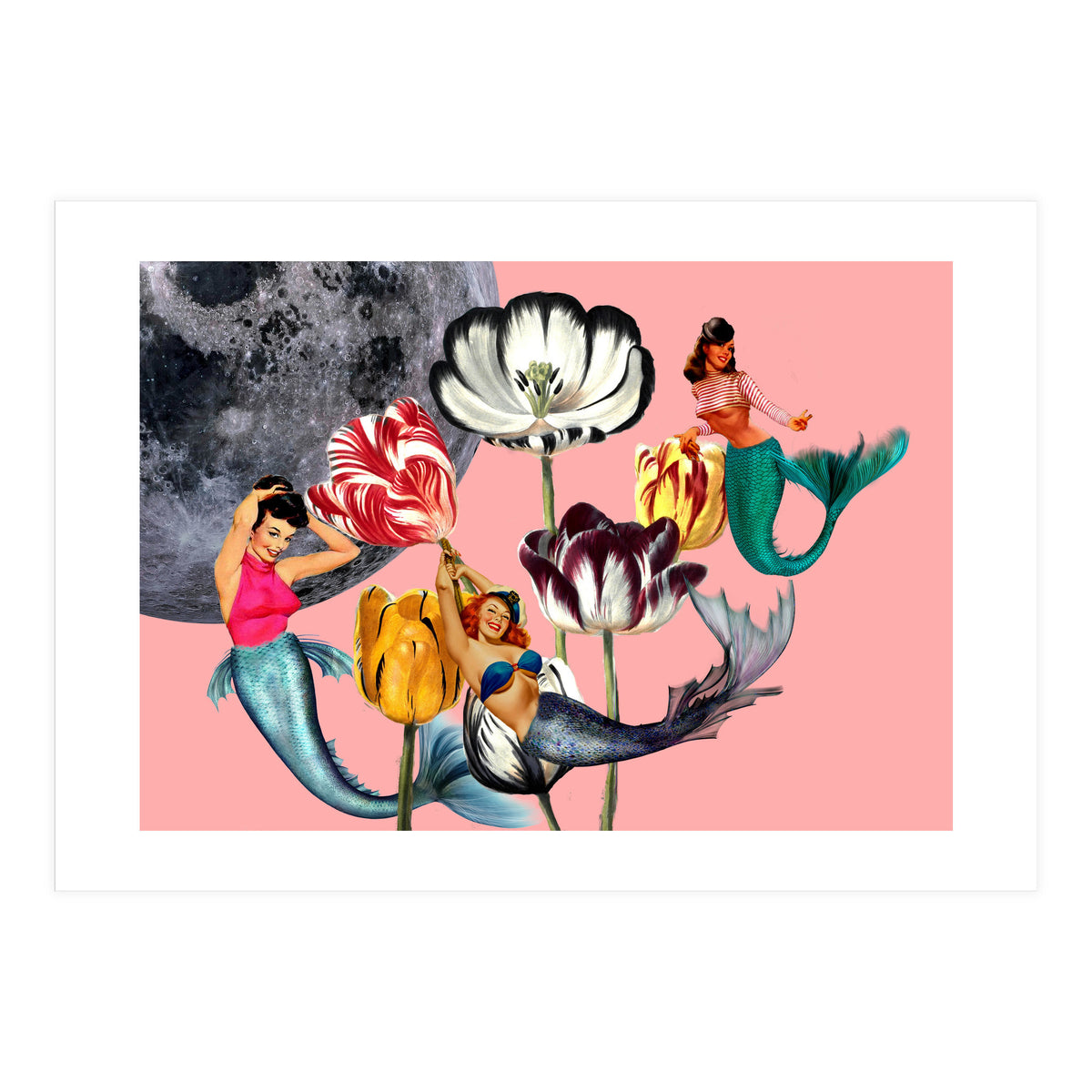 Mermaid Floral with moon (Print Only)