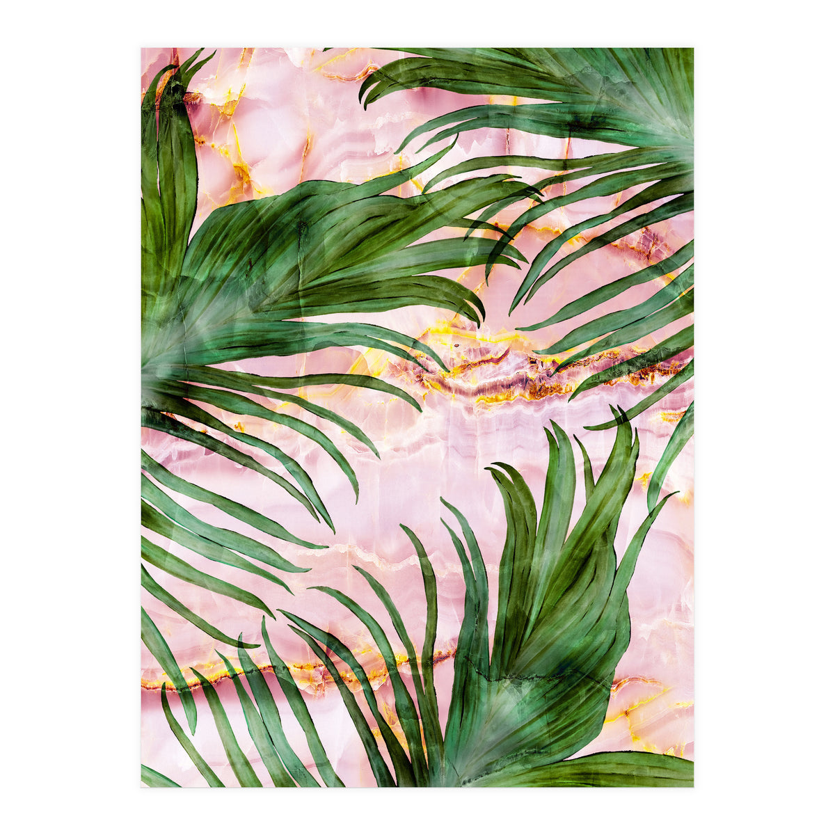 Palm leaf on marble 01 (Print Only)
