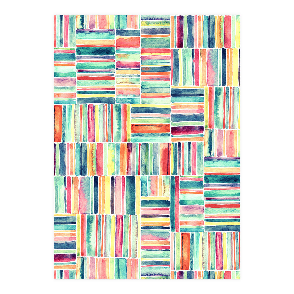 Retro Beach Chair Pastel Watercolor Stripes (Print Only)