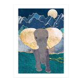 Elephant by the moonlit mountains (Print Only) thumbnail