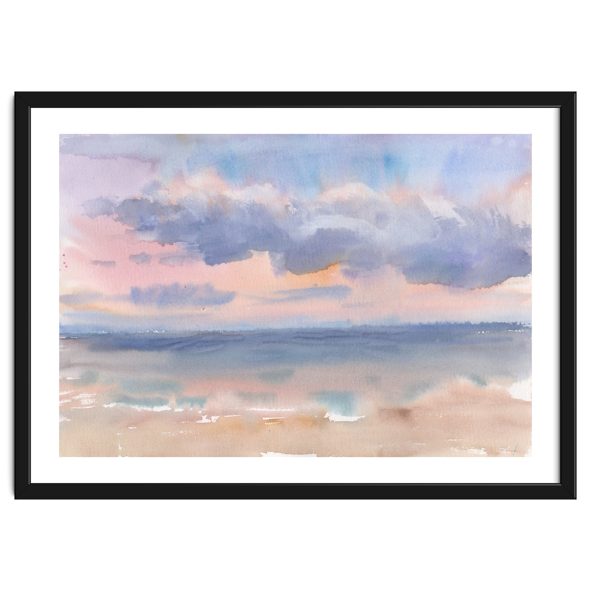 Beautiful morning At The Beach. Watercolor