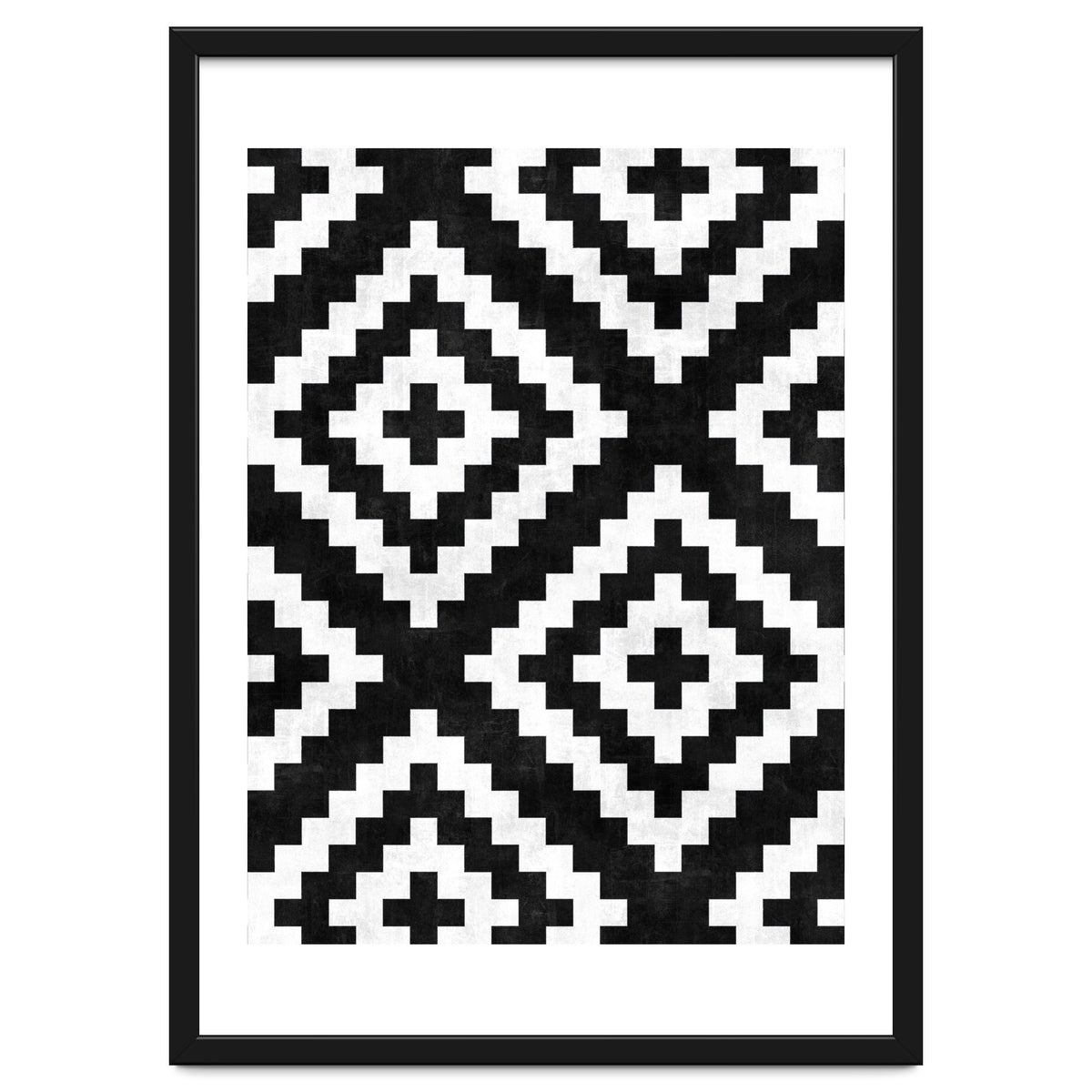 Urban Tribal Pattern No.17 - Aztec - Black and White Concrete
