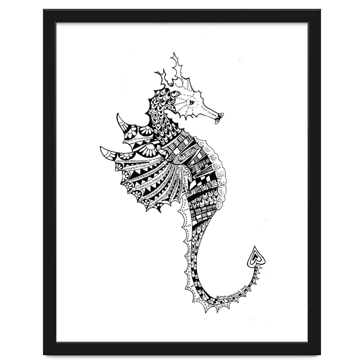 Seahorse Dragon Zen Doodle