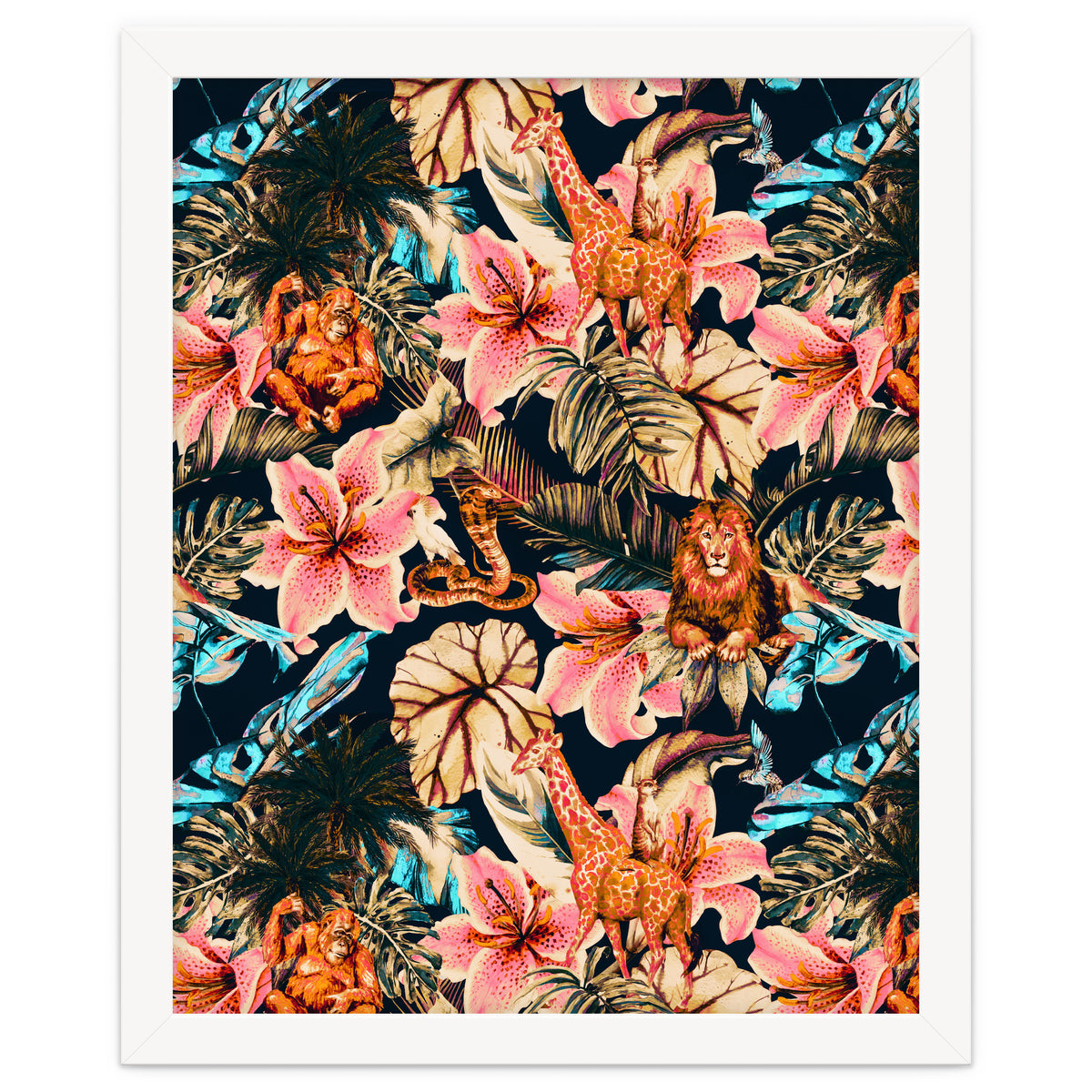 Wild animals in the dark of the jungle 02