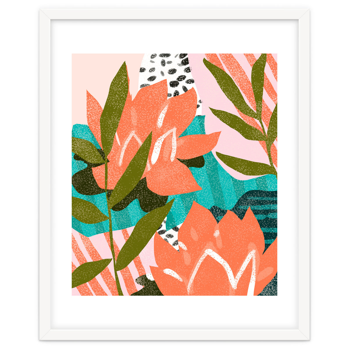 Forever in My Garden | Abstract Botanical Nature Plants Floral Painting | Quirky Modern Contemporary