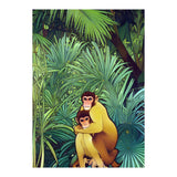Monkey Love, Tropical Jungle Botanical Nature, Plants Forest Bohemian Animals, Wildlife Eclectic Vintage (Print Only) thumbnail