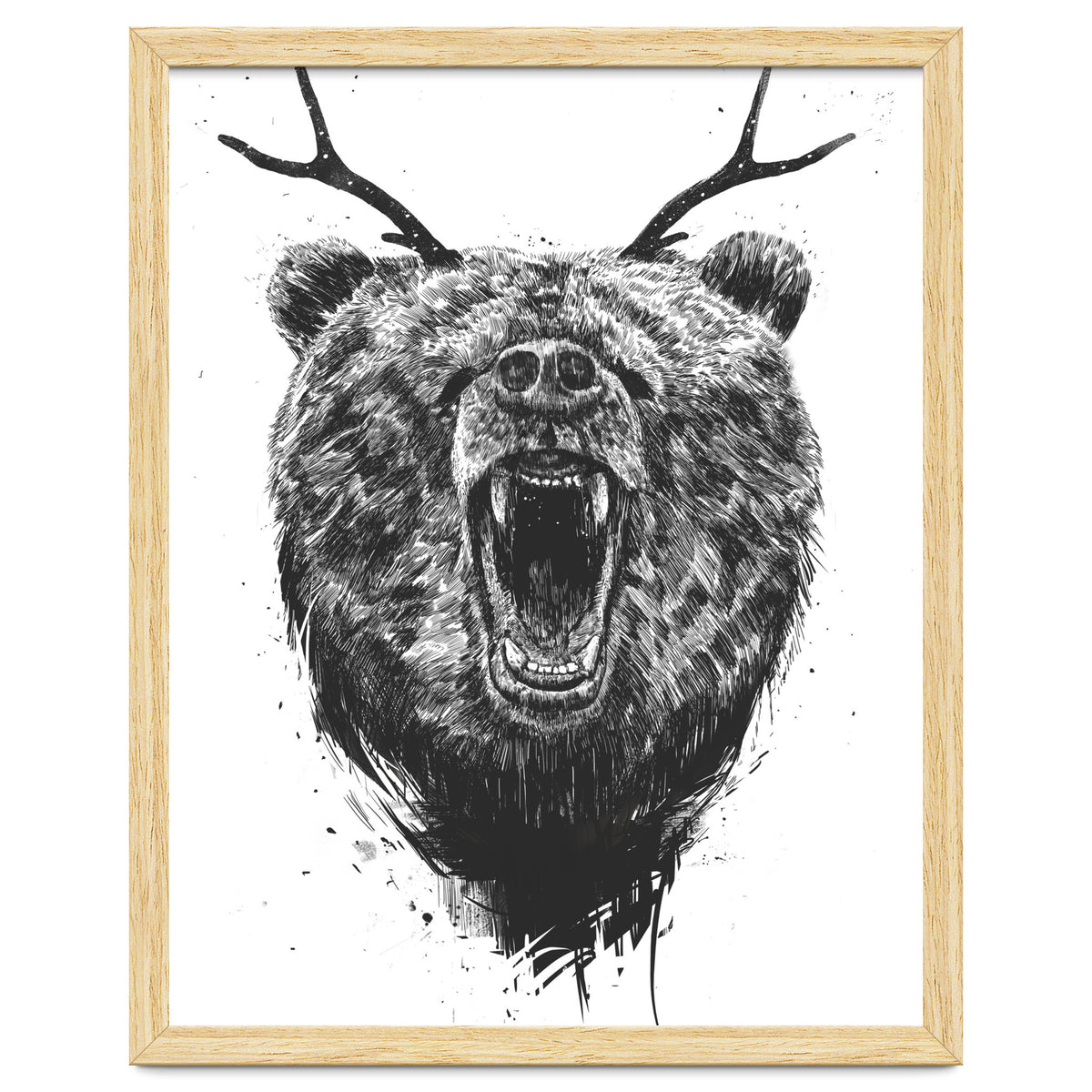 Angry Bear With Antlers