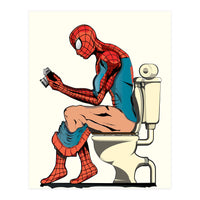 Spider-man on the Toilet, funny bathroom humour (Print Only)
