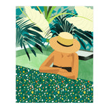 Chill, Modern Bohemian Black Woman Travel Illustration | Terrazzo Tropical Swimming Pool Fashion (Print Only) thumbnail