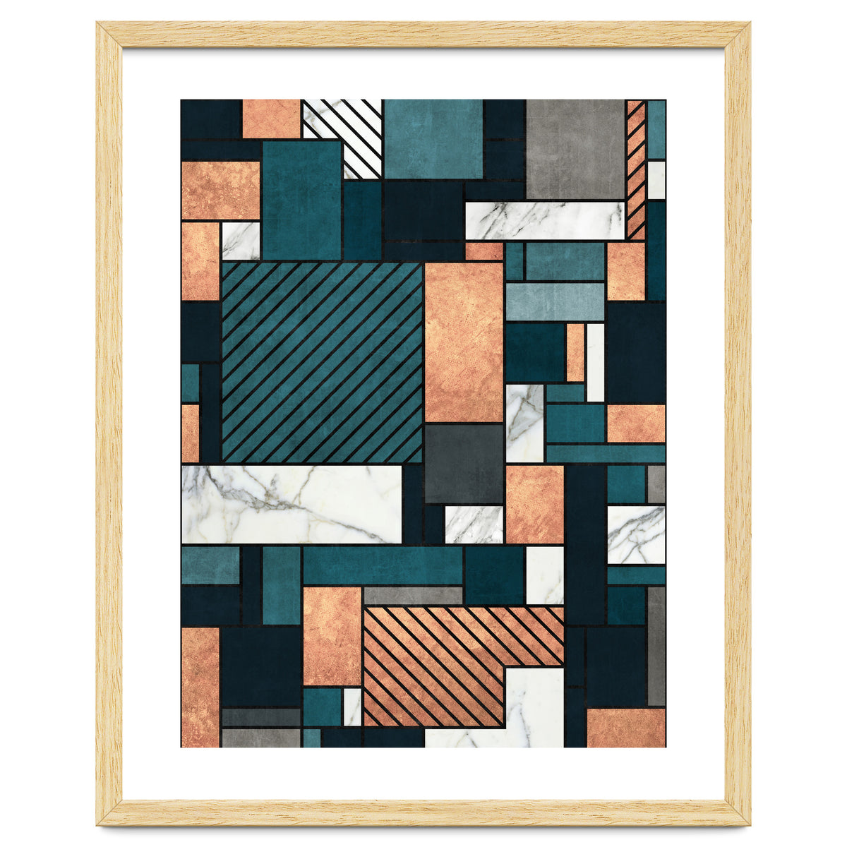 Random Pattern - Copper, Marble, and Blue Concrete