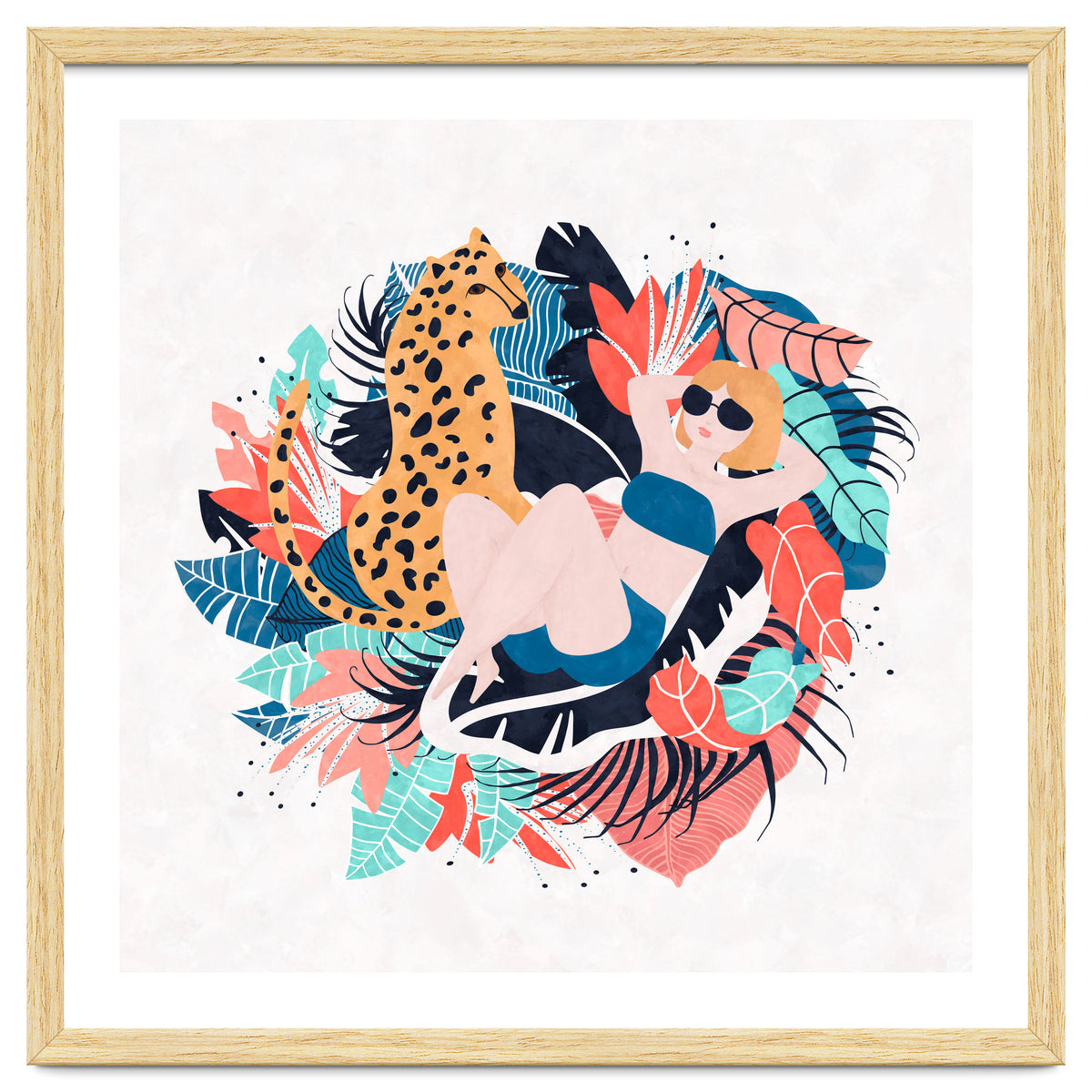 Yellow Hair Tropical Girl With Cheetah