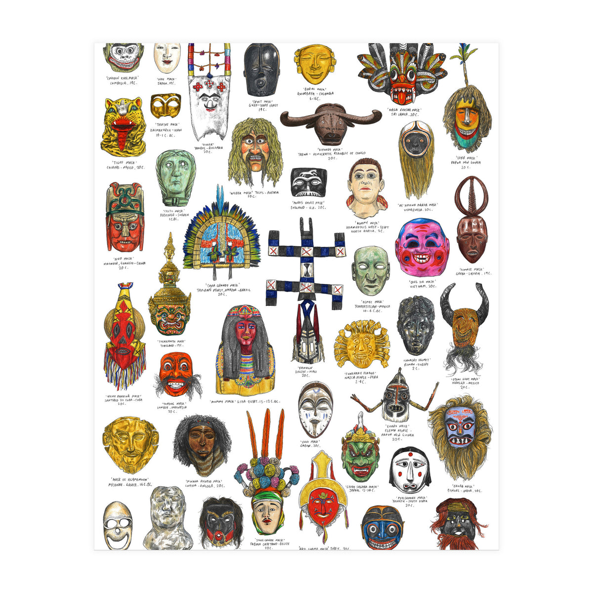Masks Of The World (Print Only)