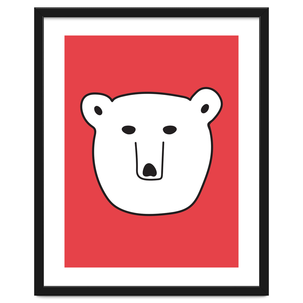 Polar Bear Portrait On a Red Background