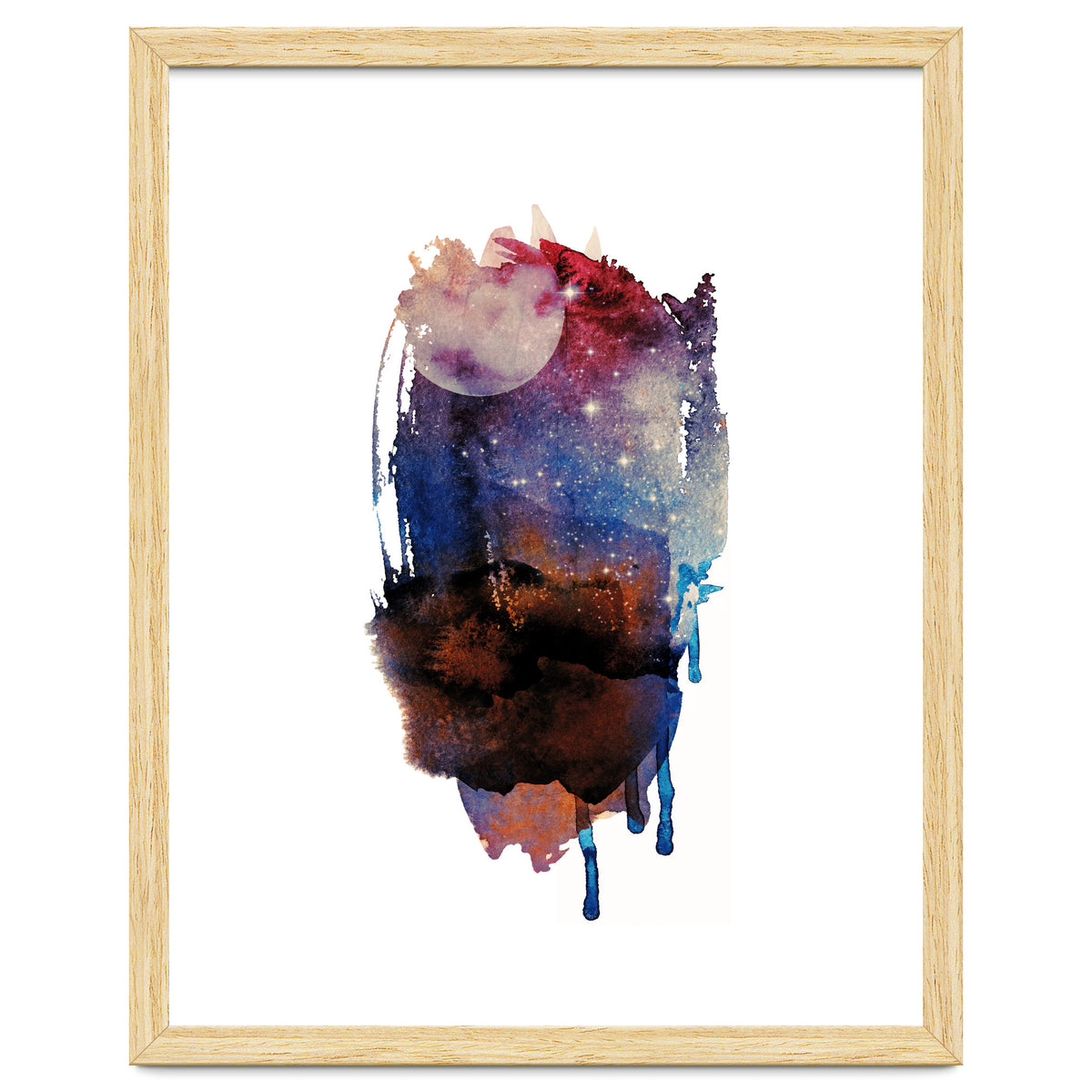 Abstract watercolour red moon