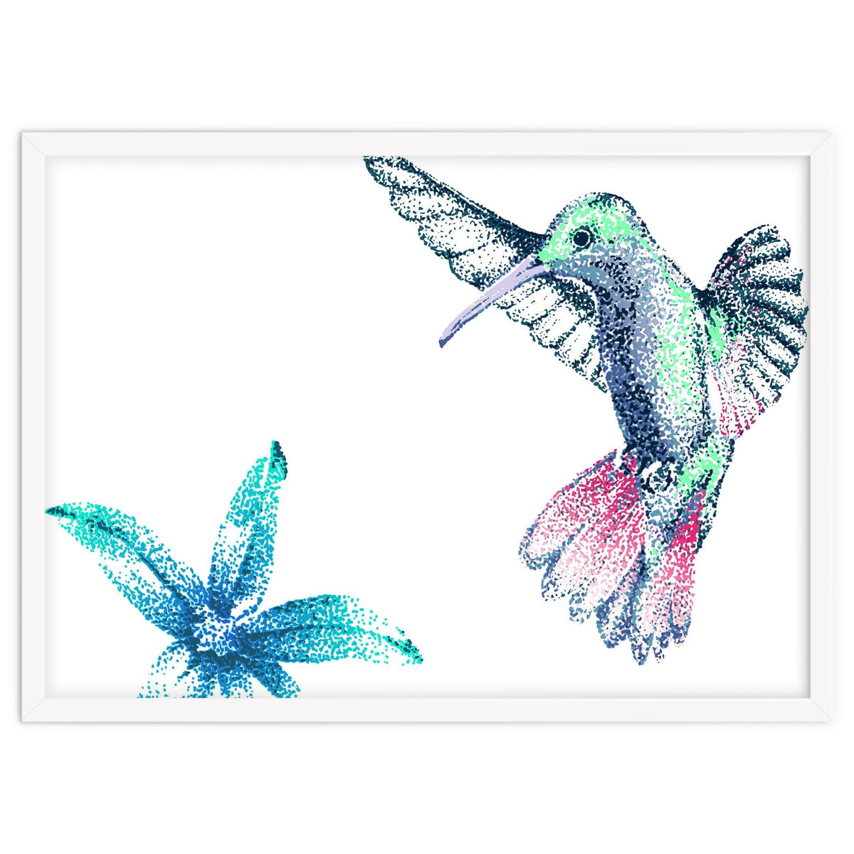 Green Hummingbird And Tropical Flower