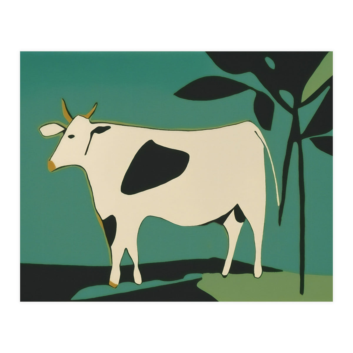 Cow in Green Landscape (Print Only)