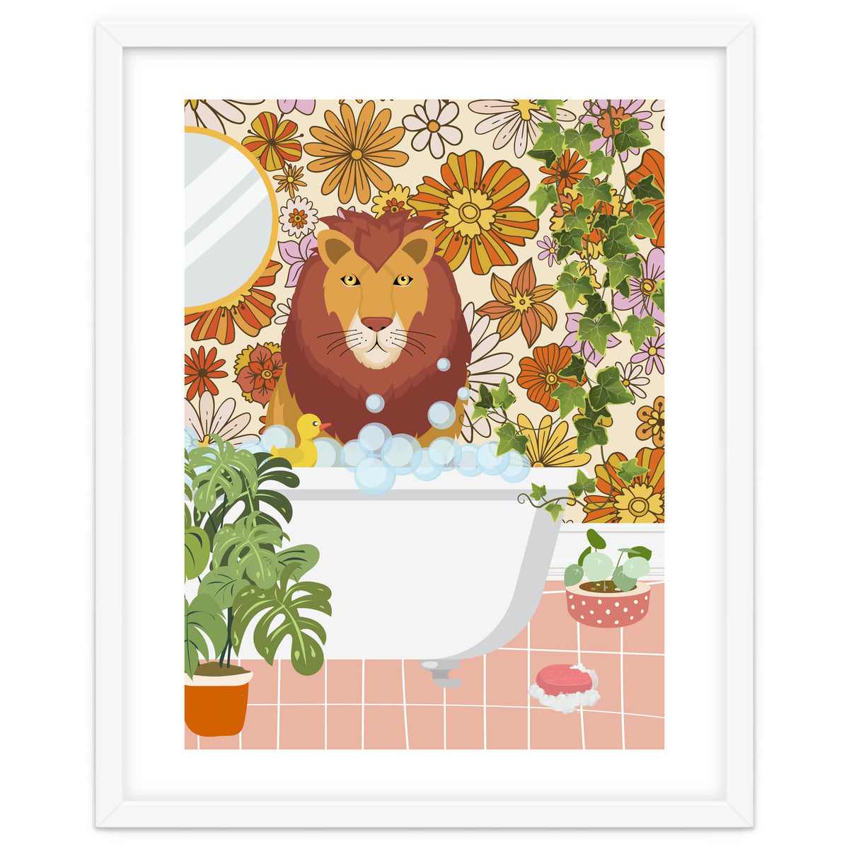 Lion Bathing on Groovy Bathroom