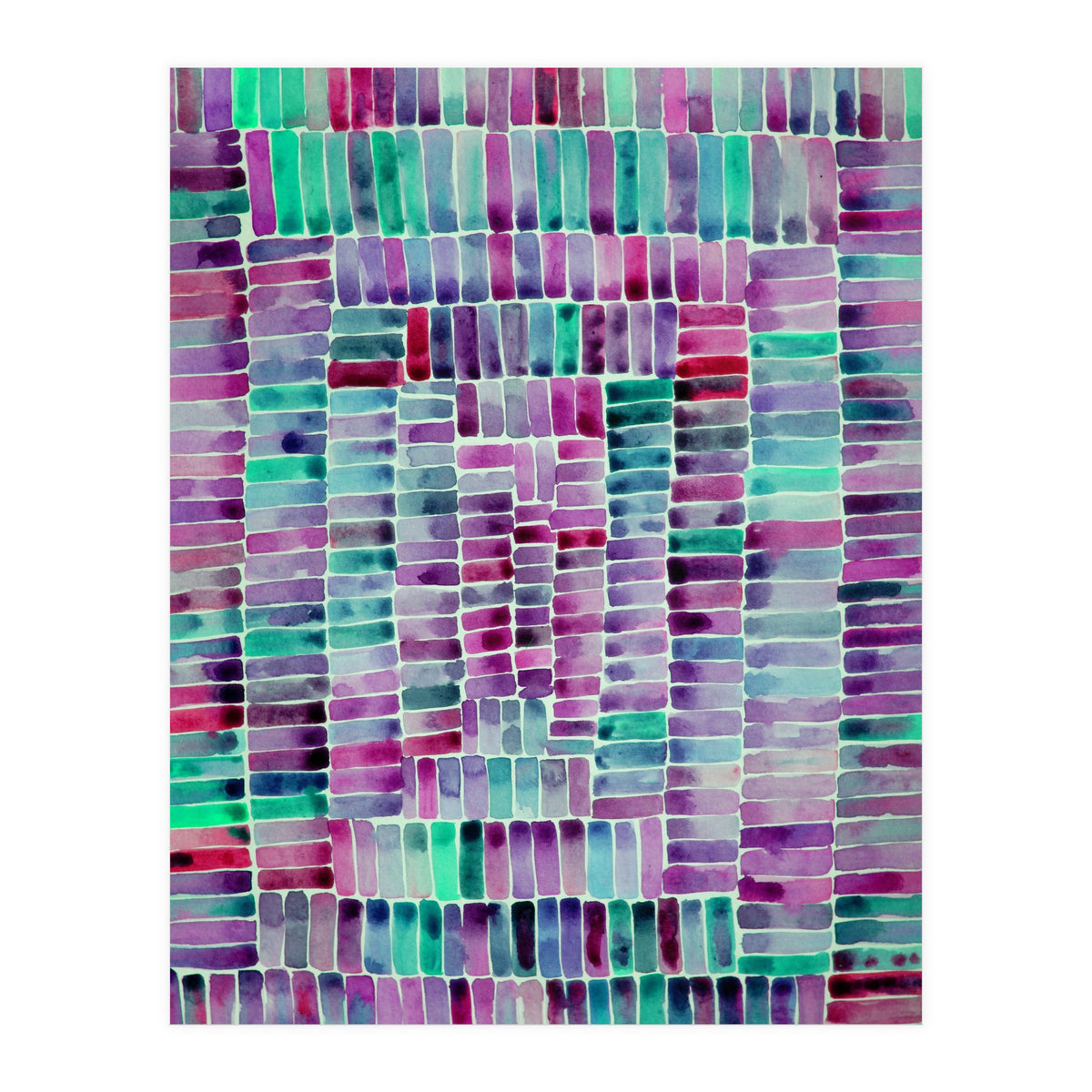 Abstract rectangle pattern in magenta and teal (Print Only)