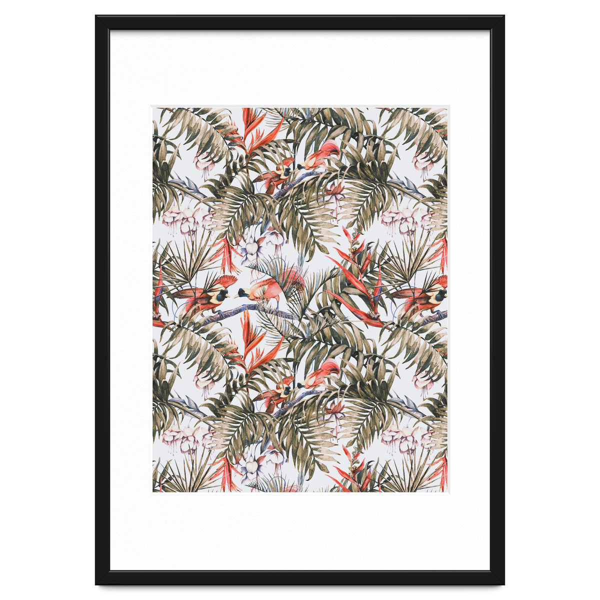 Exotic birds in the jungle paradise