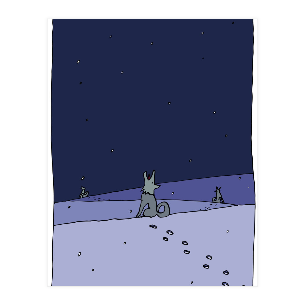 Dogs in Winter Night (Print Only)