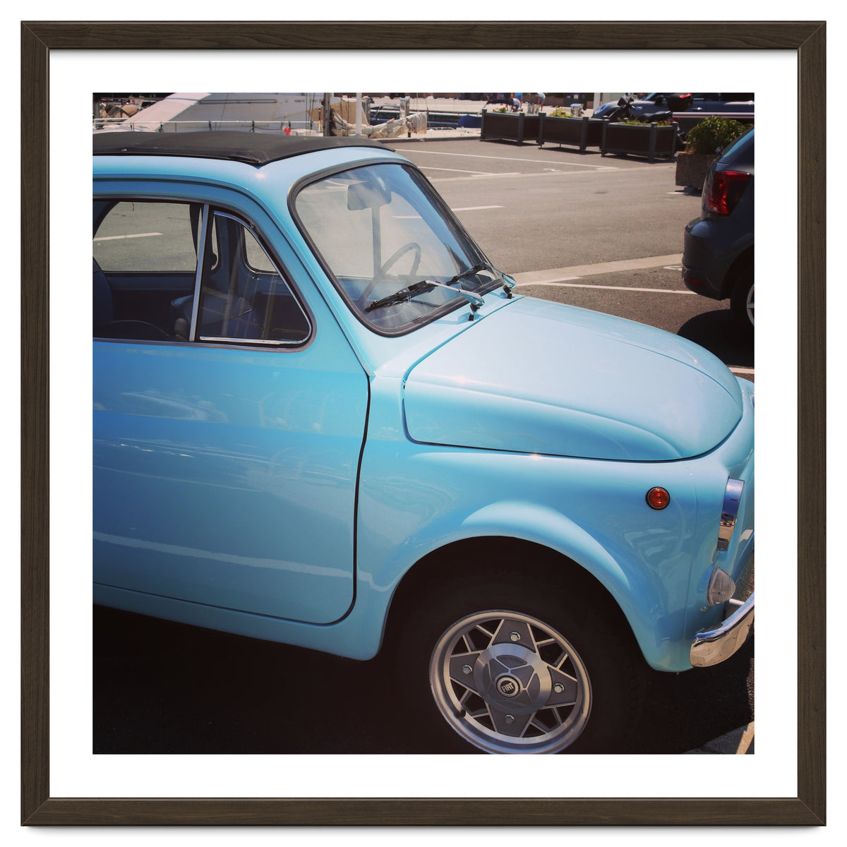 Pale blue Fiat 500