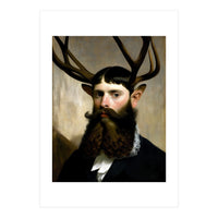 Man Stag Surreal Oil Painting (Print Only)