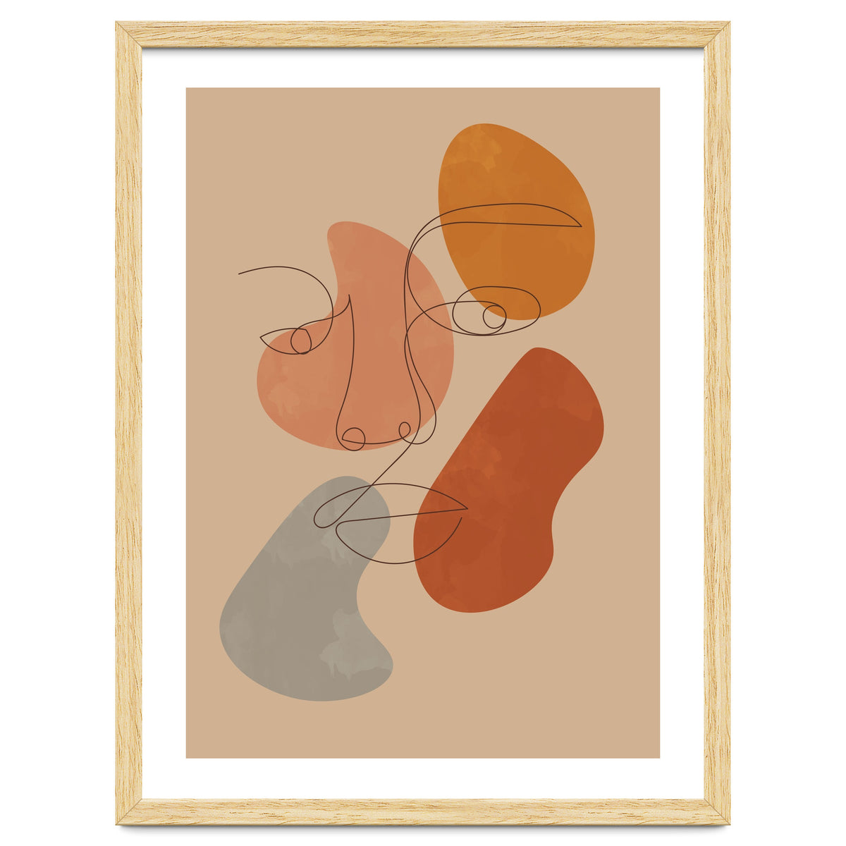 Feminine Line Art Boho Woman Face