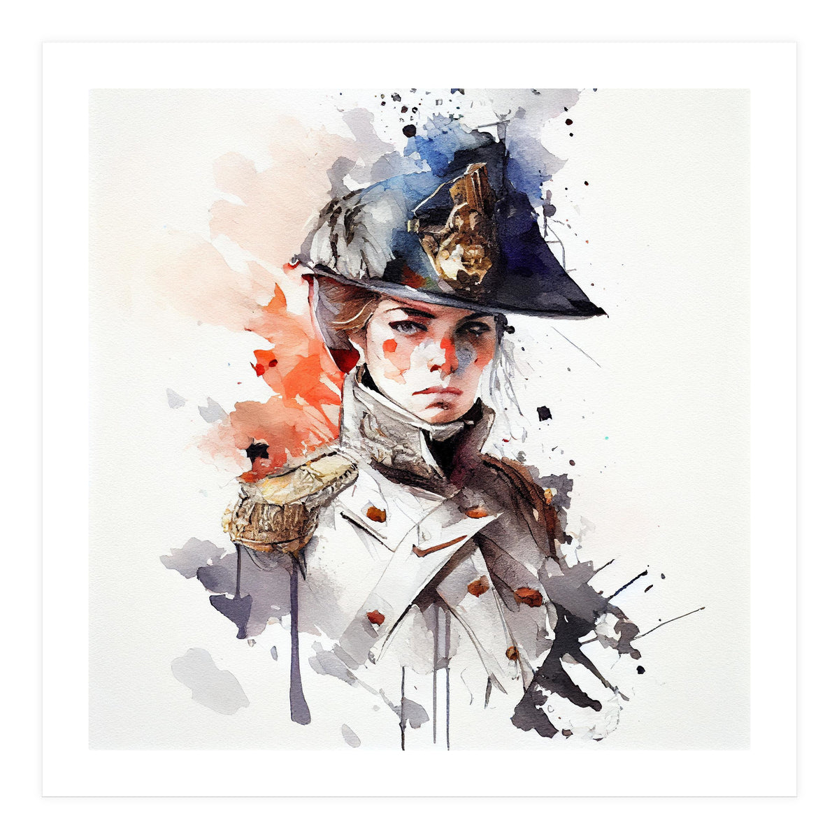 Watercolor Napoleonic Soldier Woman #4 (Print Only)
