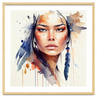 Watercolor Floral Indian Native Woman #12