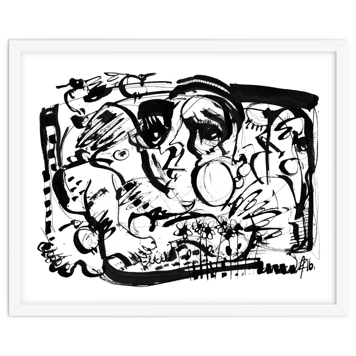 Birds and Flowers - b&w