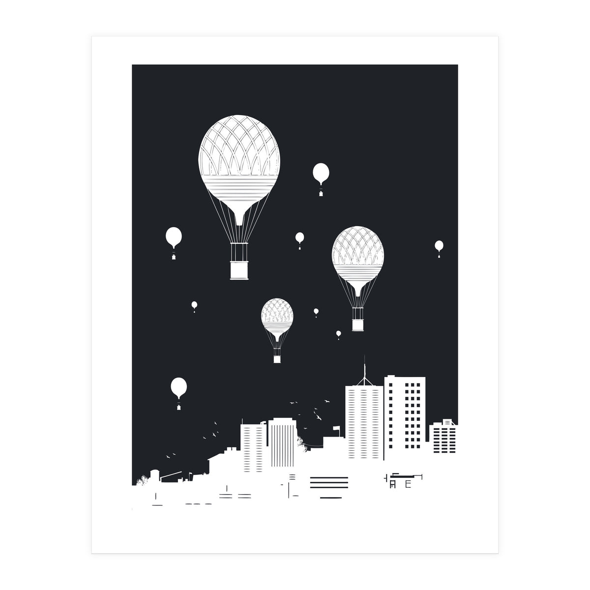 Balloons And The City (dark version) (Print Only)