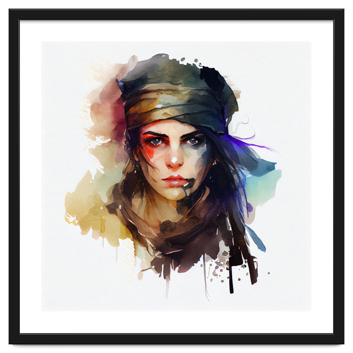 Watercolor Pirate Woman #1