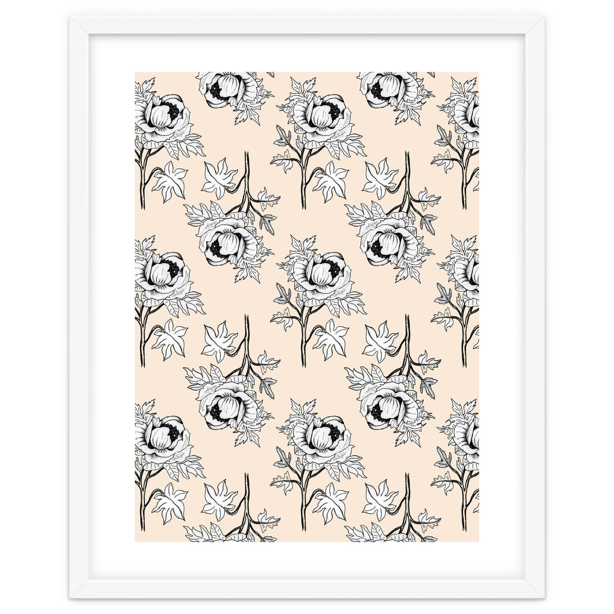 Drawing pattern of roses to pencil on beige