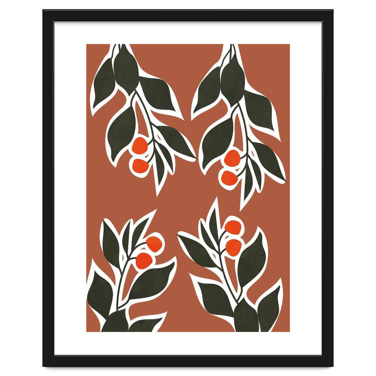 Red Cherry Leaf Boho Botanical II