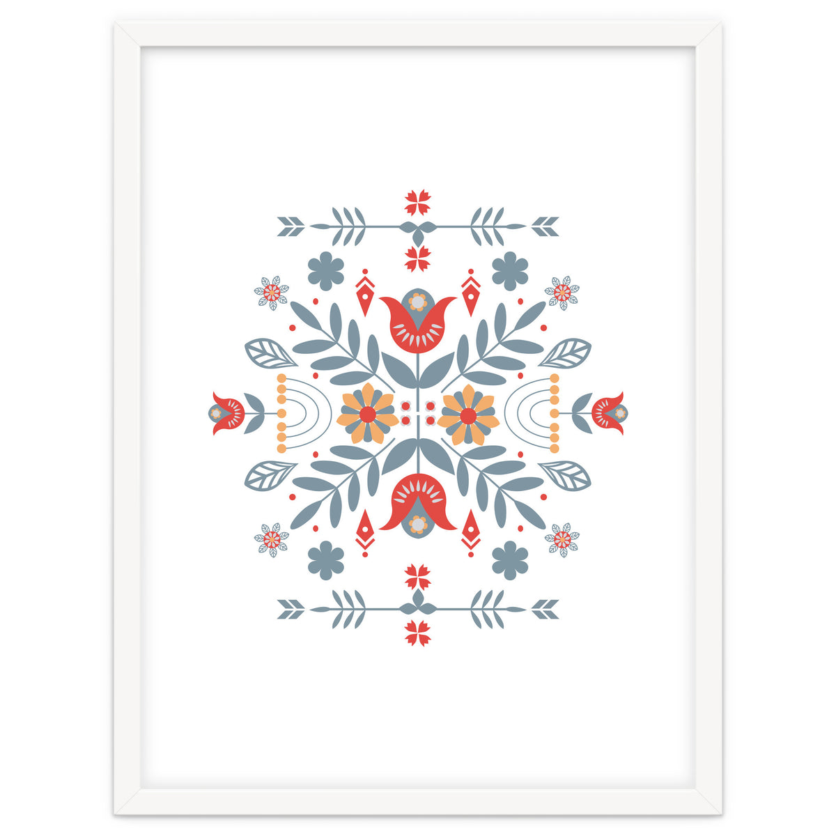 Scandinavian Folk Retro Flower Pattern