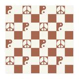 Checkered Peace Symbol & Yin Yang Pattern \\ Beige & Brown Color Palette (Print Only) thumbnail