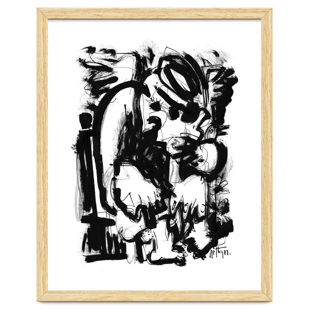 Saint With Bird - b&w