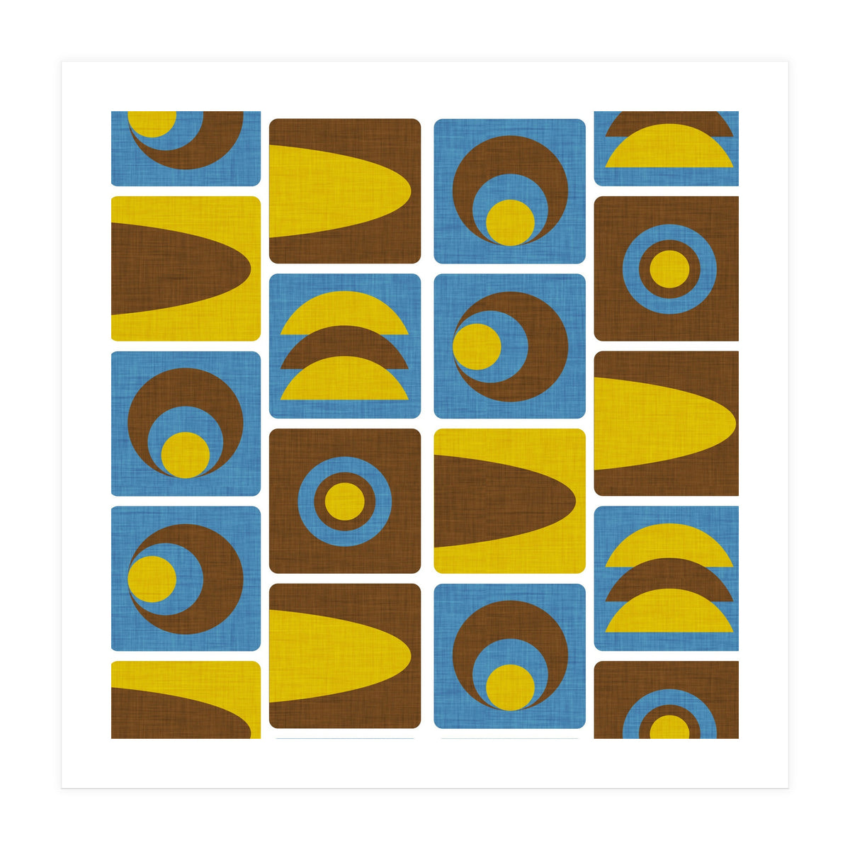 70s Cube Geo Blue  (Print Only)