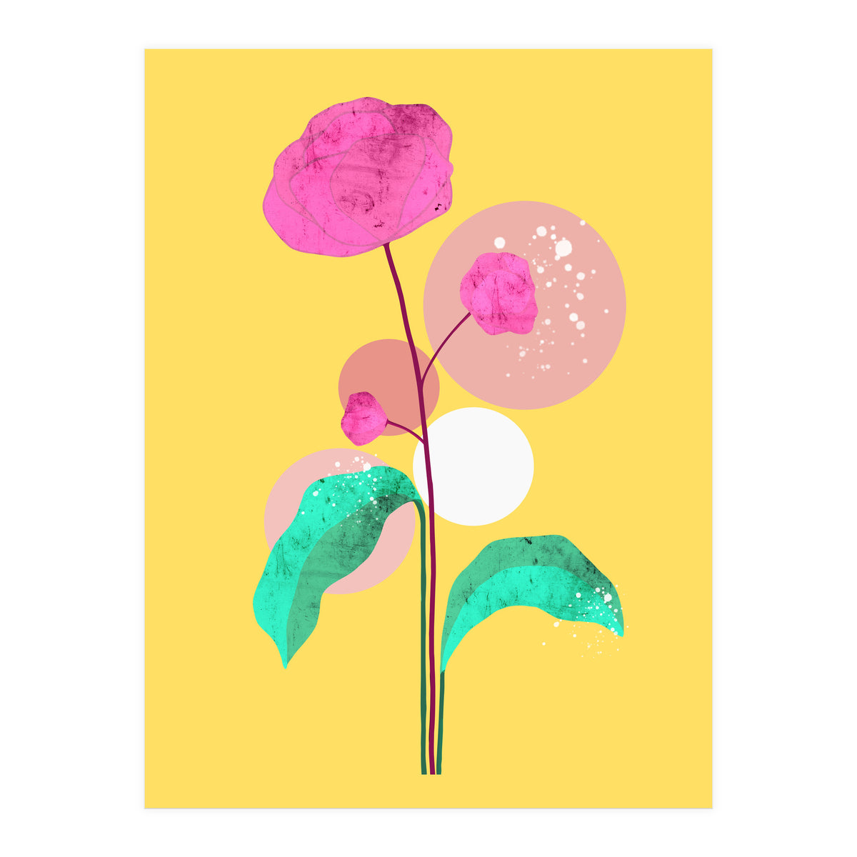 The Rare Bloom, Abstract Nature Floral Graphic, Eclectic Bohemian Modern, Pop of Color Illustration (Print Only)