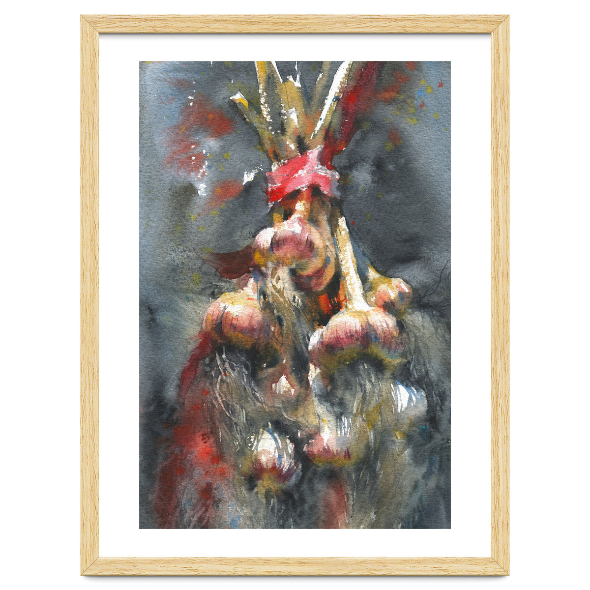 Garlic. Still-life  watercolor painting