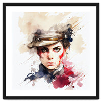 Watercolor Napoleonic Soldier Woman #2
