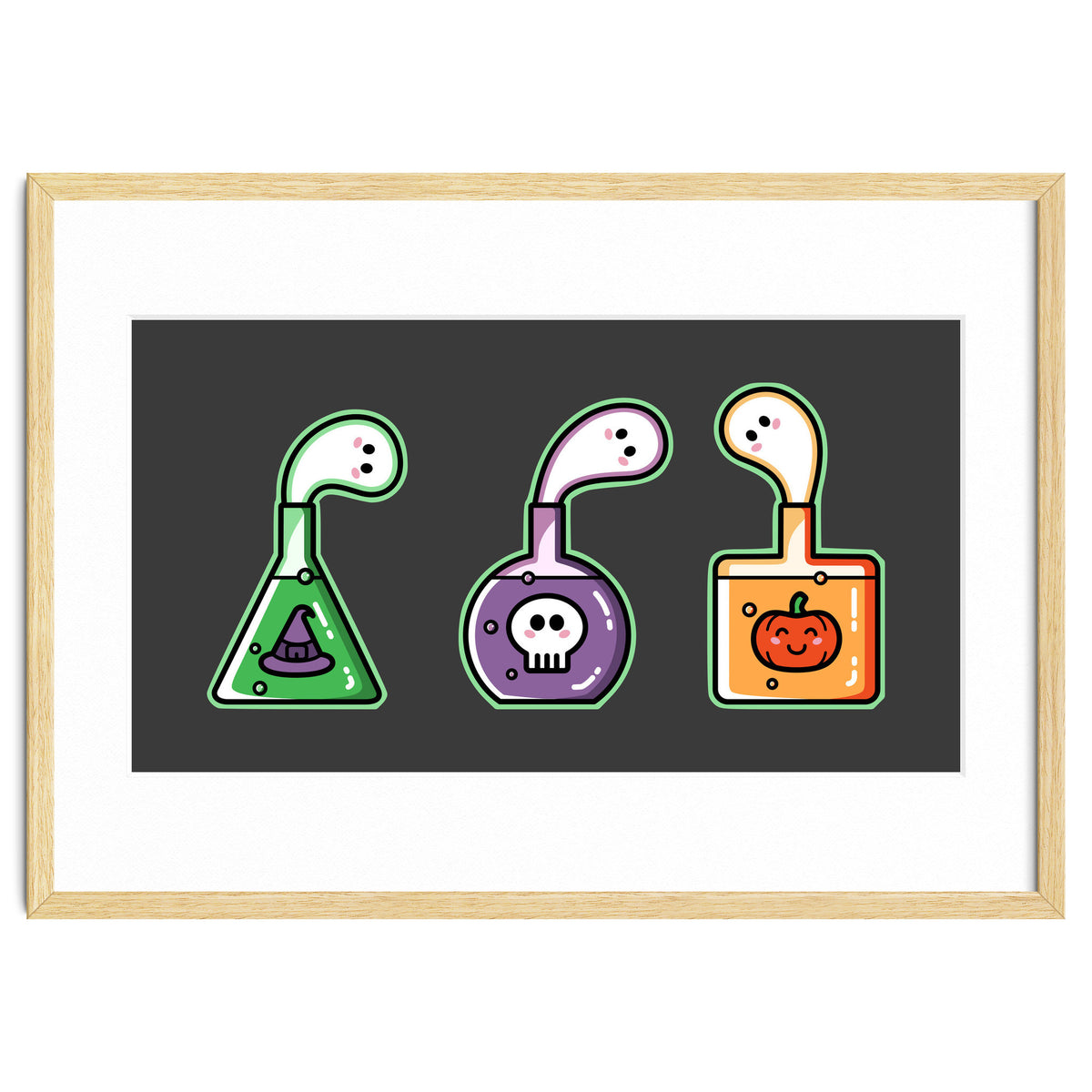 Kawaii Cute Halloween Potions - witches hat, skull, pumpkin, ghosts