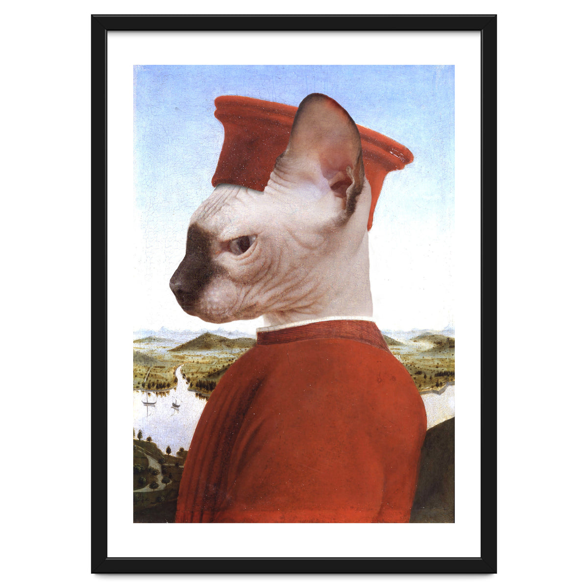 Portrait of a Sphynx Cat as Federico da Montefeltro