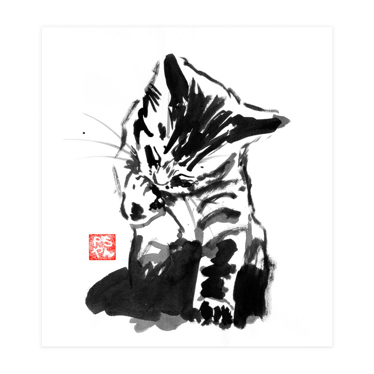 Washing cat (Print Only)