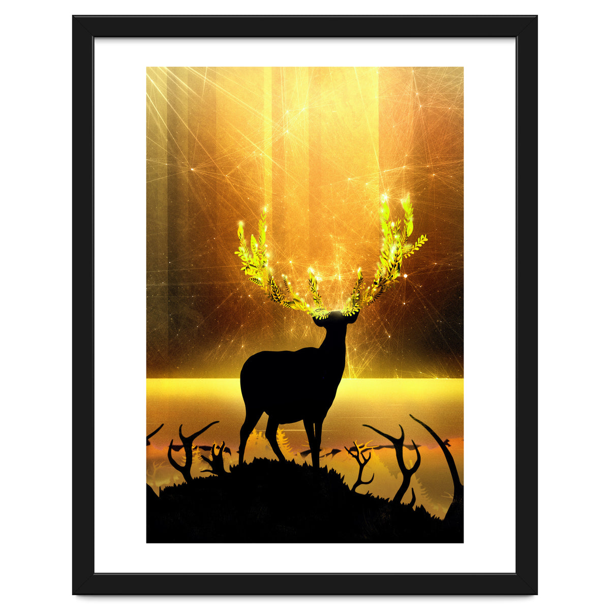 Greenery Deer Golden Sun