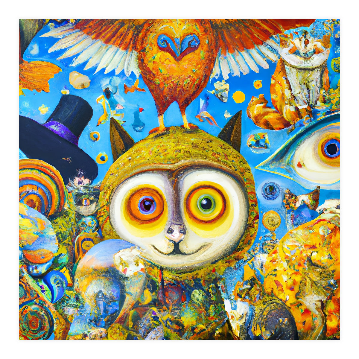 Chaotic and Colorful Fantasy Creatures Art Print (Print Only)