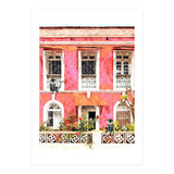 Monkey Business | Watercolor Tropical Goa Architecture Painting | Travel Pastel Pink Blush Building (Print Only) thumbnail
